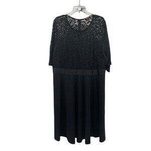MIUSOL Women's A-Line Dress Lace top 3/4 Sleeve Knee Length Black Size 4XL